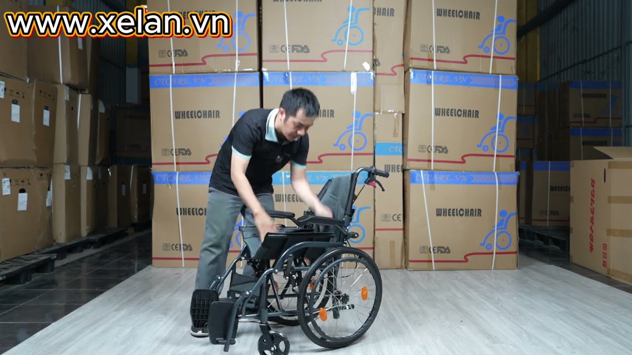 Giới thiệu xe lăn khung nhôm gấp gọn mở gát tay Ctcare 863G